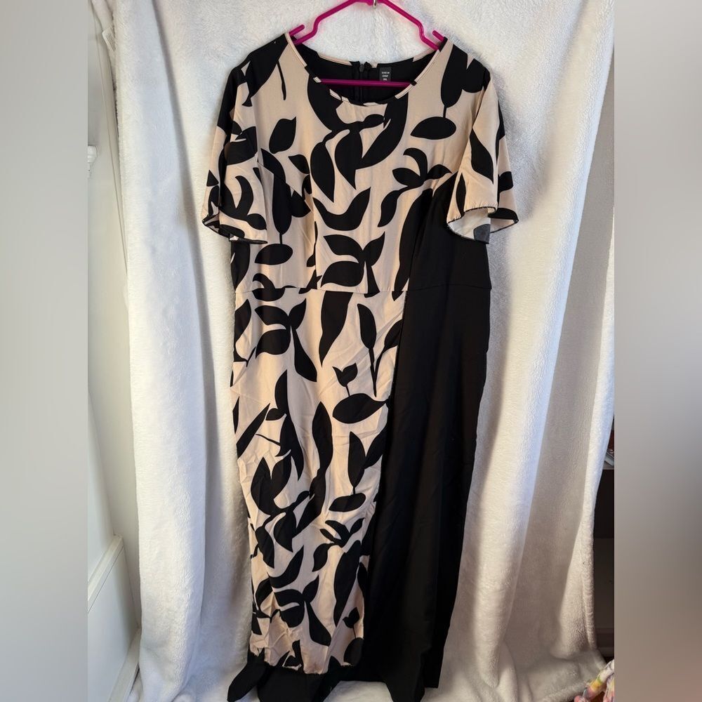 SHEIN Curve Black and Beige Patterned Jumpsuit
